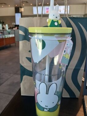 Starbucks x Miffy Yellow Lid Bunny Straw Tumbler with Pastel Accents
